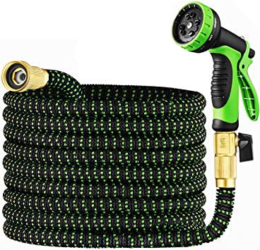 Photo 1 of 2 in 1 Set Garden Hose 25 ft & Nozzle, Expandable Garden Hose Lightweight Durable, Retractable Garden Hoses, Water Hose with 3/4 inch Solid Brass Fittings - Watering Hose 25 feet - Collapsible Hose
