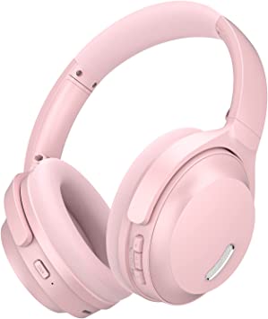 Photo 1 of HROEENOI Pink Active Noise Cancelling Headphones, Bluetooth Headphones with 40H Playtime, Hi-Res Audio, Connect to 2 Devices, Memory Foam Earcups, Wireless Headphones Over Ear for Travel, Home, Office
