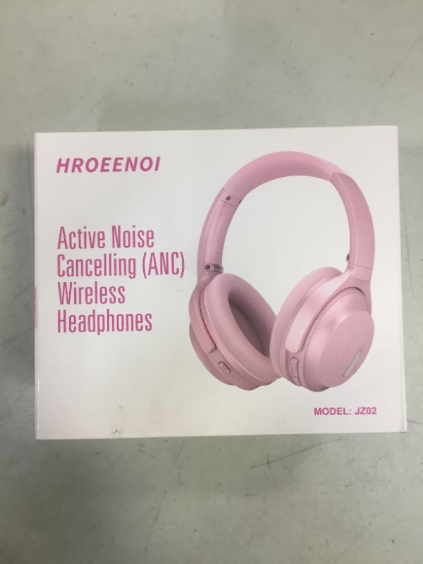 Photo 5 of HROEENOI Pink Active Noise Cancelling Headphones, Bluetooth Headphones with 40H Playtime, Hi-Res Audio, Connect to 2 Devices, Memory Foam Earcups, Wireless Headphones Over Ear for Travel, Home, Office
