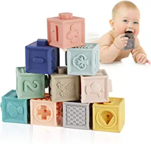 Photo 1 of Mini Tudou Baby Blocks Soft Building Blocks Baby Toys Teethers Toy Educational Squeeze Play with Numbers Animals Shapes Textures 6 Months and Up 12PCS
