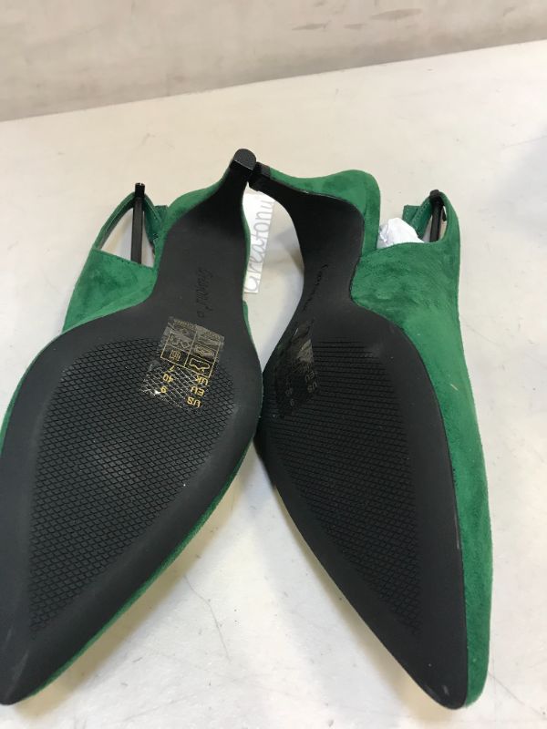 Photo 5 of Greatonu Women's Slingback Kitten Heel Pointed Toe Dress Pumps Shoes Green Suede, 9