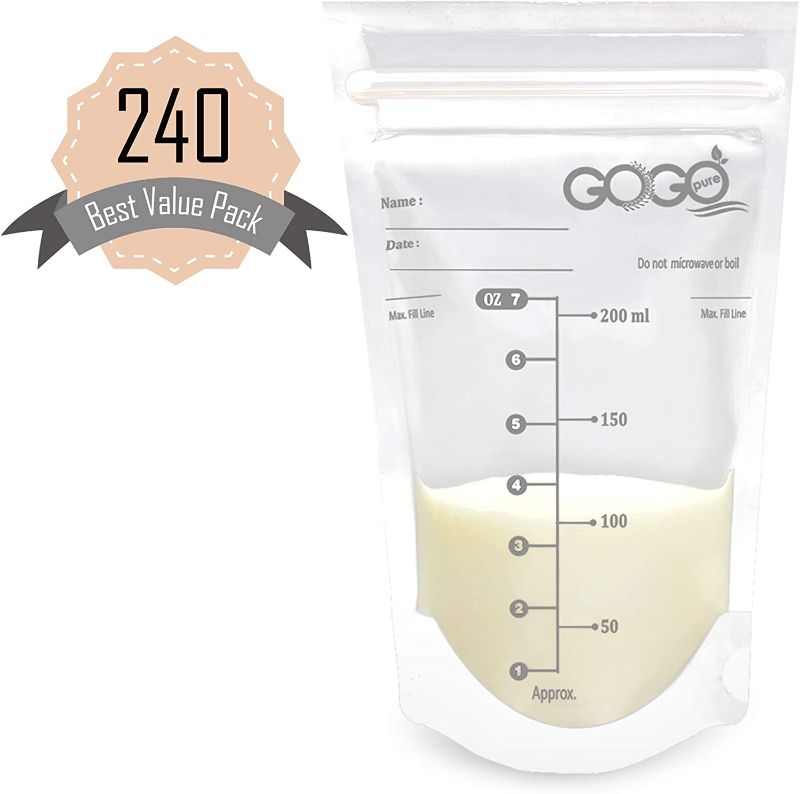 Photo 1 of 240 CT (4 Pack of 60 Bags) Best Value Pack Breastmilk Storage Bags - 7 OZ, Pre-Sterilized, BPA Free, Leak Proof Double Zipper Seal, Self Standing, for Refrigeration and Freezing (60 Count (Pack of 4))
SEALED