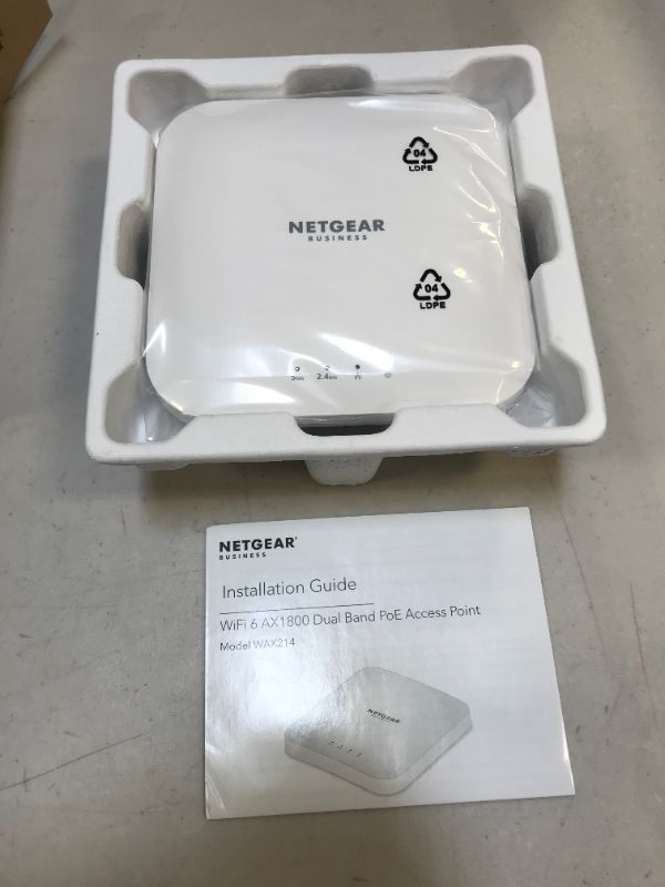 Photo 4 of NETGEAR WiFi 6 Access Point (WAX214) - Dual-Band PoE Access Point AX1800 Wireless Speed | 1 x 1G Ethernet PoE Port | Up to 128 Devices | 802.11ax | WPA3 Security | MU-MIMO | Power Adapter Not Included
