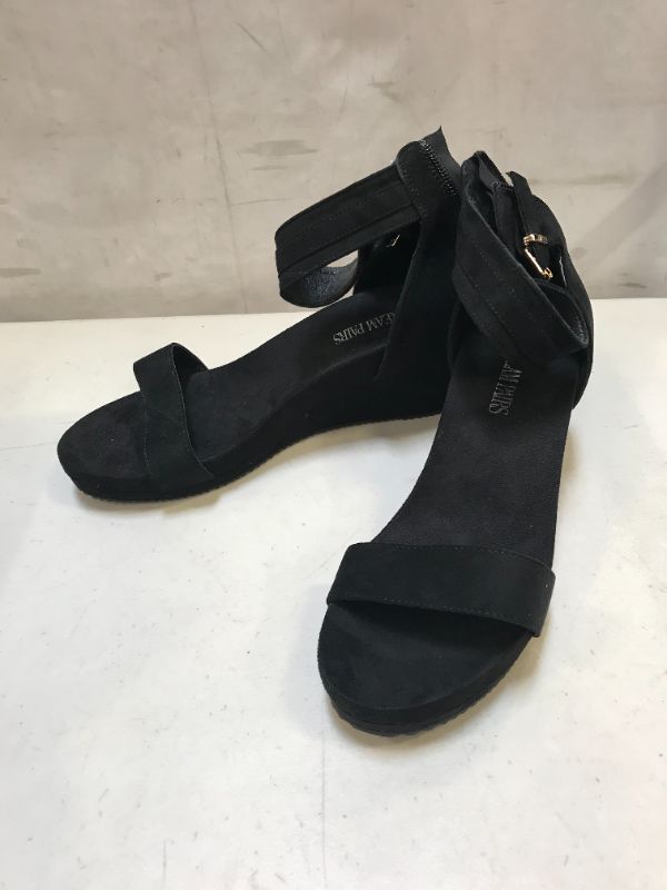 Photo 1 of DREAM PAIRS Women's Elastica Ankle Strap Open Toe Platform Wedge Sandals, Black, 8