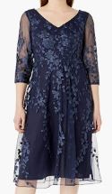 Photo 1 of Alex Evenings Women's Tea Length Embroidered Dress Illusion Sleeves (Petite Missy) (Size 8)
