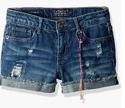 Photo 1 of Lucky Brand Girls' Big 5-Pocket Cuffed Stretch Denim Shorts (Size 10)
