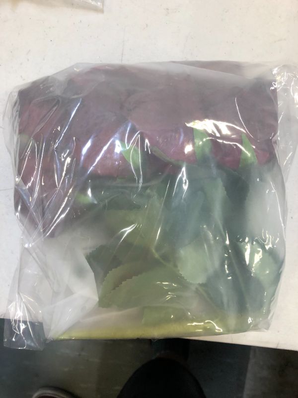Photo 4 of Artificial Silk Rose Velvet Flower for Bouquets, Weddings, Valentines, Wreaths, Crafts, Single Stem (1 Dozen) 15" Long, Red
