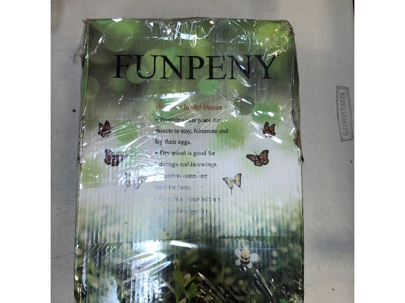 Photo 1 of FUNPENY Wooden Insect House, Insect Hotel with Brush for Butterfly, Bees and Ladybugs  --Packaging Slightly Damaged --
