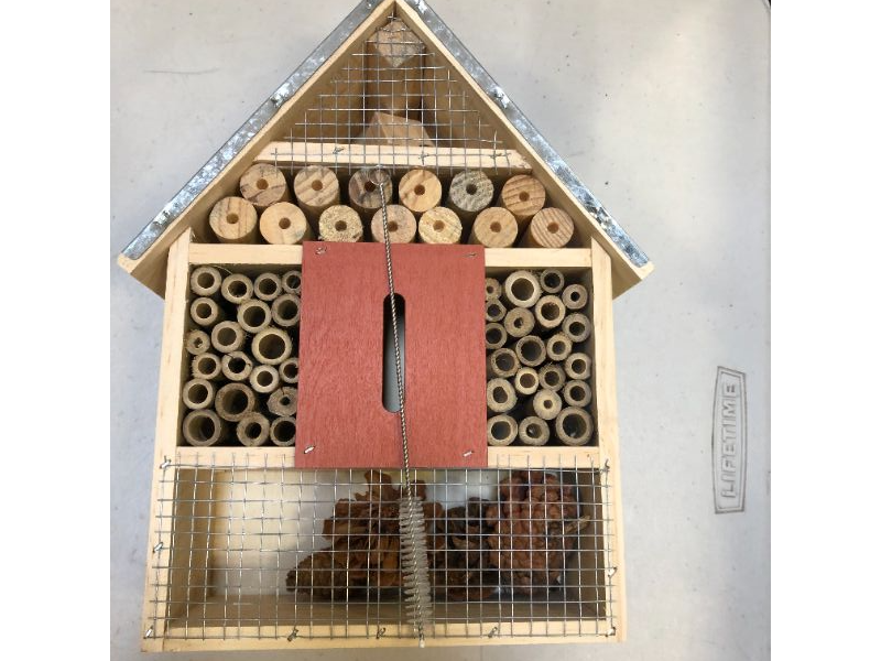 Photo 2 of FUNPENY Wooden Insect House, Insect Hotel with Brush for Butterfly, Bees and Ladybugs  --Packaging Slightly Damaged --
