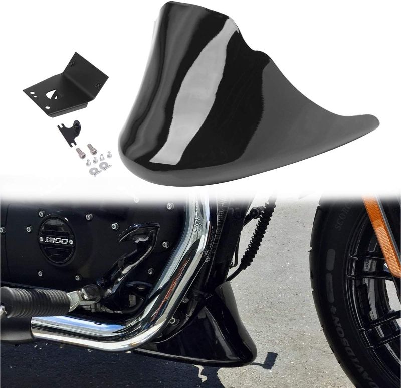 Photo 1 of AQIMY Front Spoiler Chin Fairing Air Dam Fairing Cover Bracket for 2004-2014 Harley Sportster XL 883 1200 Roadster Nightster Models

