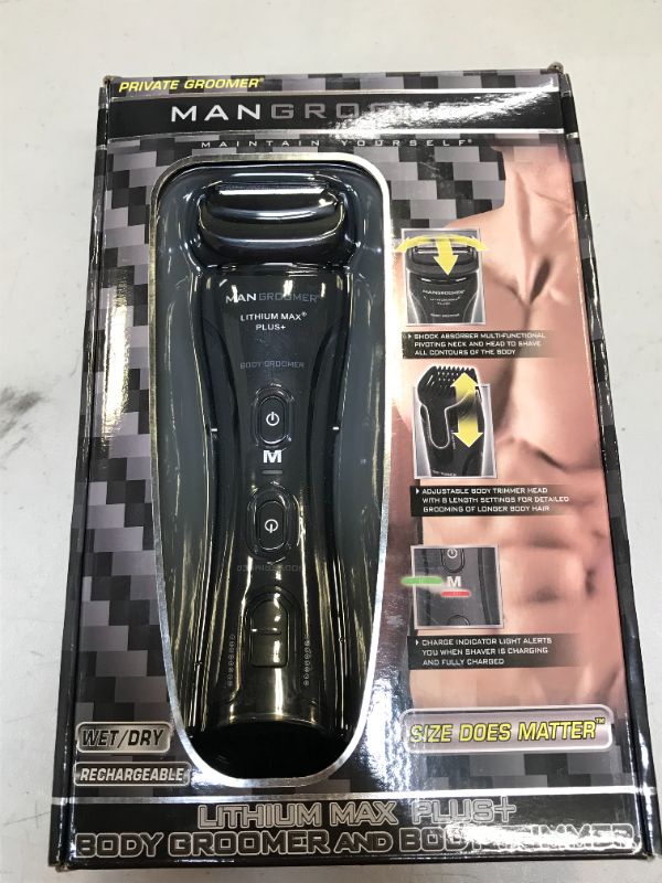 Photo 1 of MANGROOMER Lithium Max Plus Body Groomer, Ball Groomer, Body Trimmer, Electric Groin Hair Trimmer with Free Bonus Foil Included
Factory Sealed