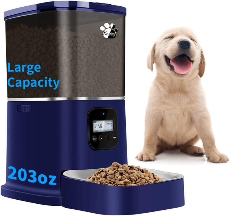 Photo 1 of Automatic Cat Feeders, 203oz Automatic Dog Feeder, Microchip Cat Automatic Feeders with Stainless Steel Bowl, 6L Automatic Dog Feeder for Small / Medium Dog, Timed Auto Cat Feeder w/ Voice Recorder
