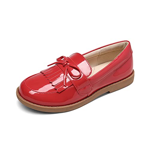 Photo 1 of DREAM PAIRS Girls Dress Shoes Loafers Slip-on Shoes RED/PU Size 1 Little Kid   
