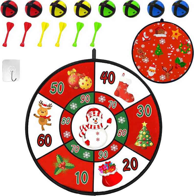 Photo 1 of Christmas Dart Board-Double Sided Dart Game for Kids Family Board for Christmas Party Indoor Outdoor Games---factory sealed
