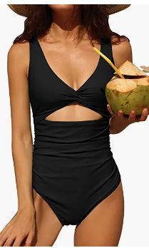 Photo 1 of Charmo Womens One Piece Swimsuit Ruched Tummy Control High Cut Backless V Neck Bathing Suits Swimwear size Large
