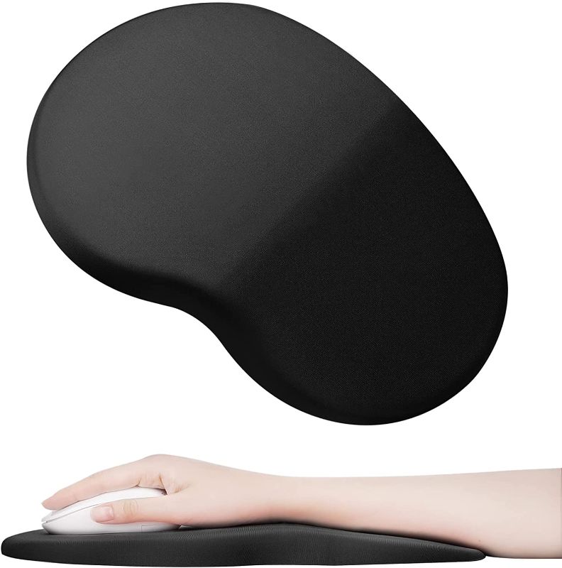 Photo 1 of Mouse Pad Wrist Support Soft Memory Foam, Ergonomic Mouse Pads Relieve Pain with Wrist Set, Non-Slip Rubber Base Mousepad for Laptop, Computer, Prefect for Office & Home (Black)