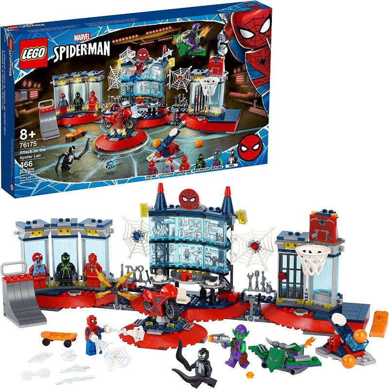 Photo 1 of LEGO Marvel Spider-Man Attack on The Spider Lair 76175 Cool Building Toy, Featuring The Spider-Man Headquarters; Includes Spider-Man, Green Goblin and Venom Minifigures, New 2021 (466 Pieces)
