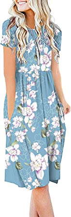 Photo 1 of DB MOON Women Summer Casual Short Sleeve Dresses Empire Waist Dress with Pockets Deep V Neck
Size: XL
