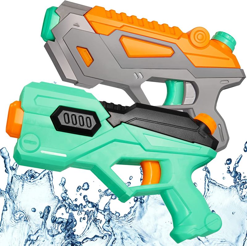 Photo 1 of 2 Pack Water Guns for Kids, Squirt Water Blaster Gun Toy for Swimming Pool and Outdoor Easy Operate Beach Water Fighting Blaster with High Capacity Suitable for Kids Adults
