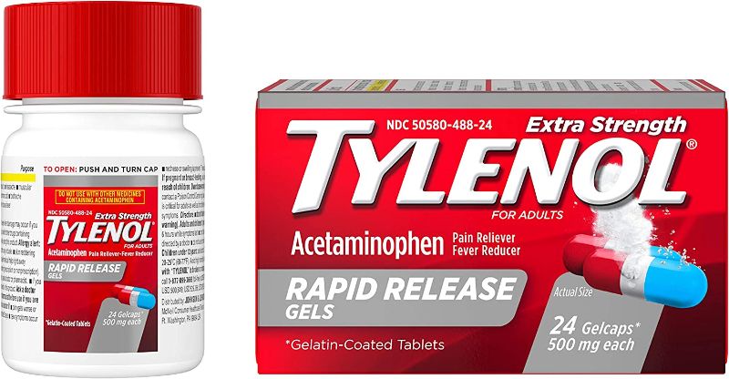 Photo 1 of 3x Tylenol Extra Strength Acetaminophen Rapid Release Gels, Pain Reliever & Fever Reducer, 24 ct
Best By: Sept 2022