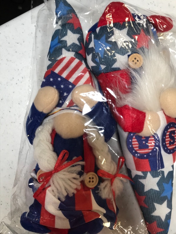 Photo 3 of 2Pcs 10 inch Patriotic Gnome Plush ,4th of July Decorations,Independence Day Decoration Tomte Veterans Day Standing Figurine,Handmade Elf Scandinavian Household Ornaments
