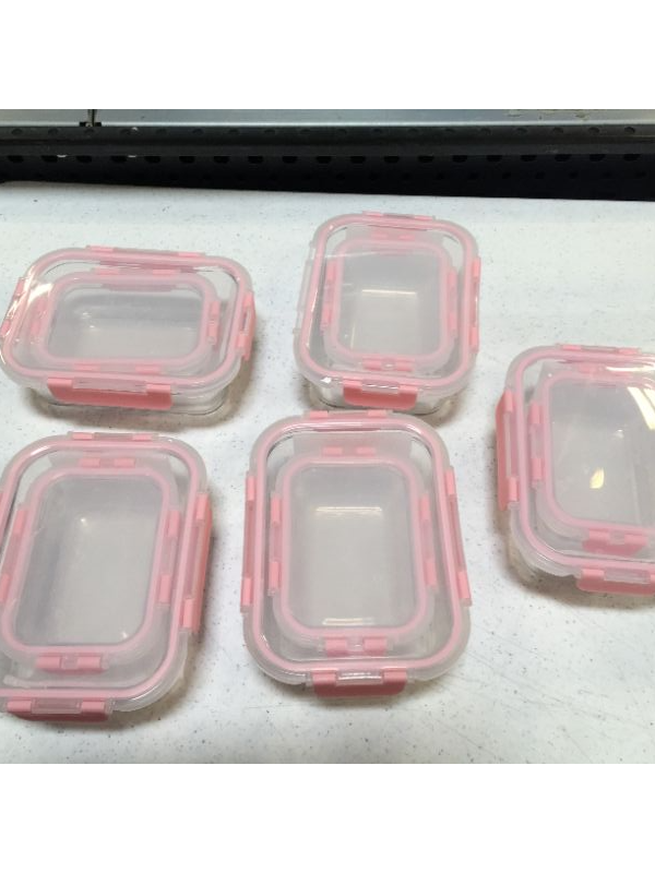 Photo 1 of 10 pcs glass containers ( missing 2 flap closers ) 