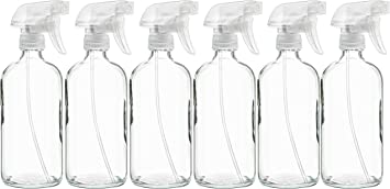 Photo 1 of 6 pcs of 16 oz Refillable Clear Glass Spray Bottles – Reusable Containers with Adjustable Sprayer: Misting & Stream – For Essential Oils, Cosmetics, Cleaning Products, Plants, Cooking, Aromatherapy