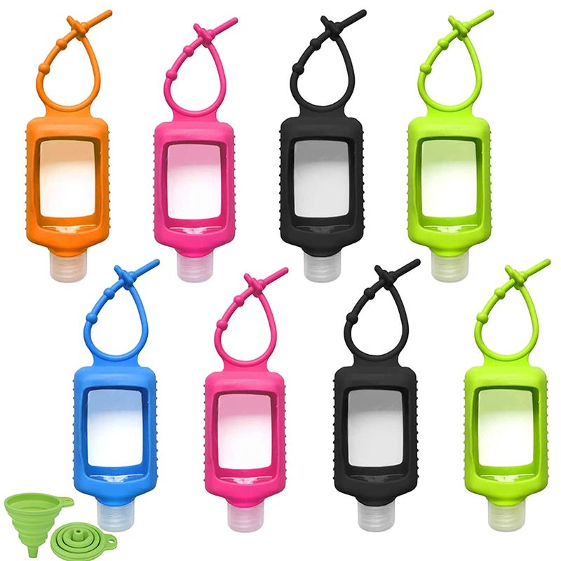 Photo 1 of 8 PCS Hand Sanitizer Holder Keychain, 60ml/2oz Empty Travel Size Bottles with Silicone Keychain, Portable Plastic Leakproof Squeeze Bottles with Flip Cap for Hand Sanitizer Conditioner
