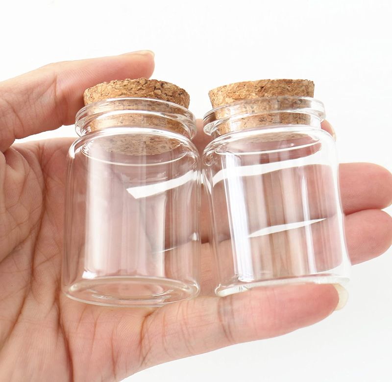 Photo 1 of Bottlemaxjar 12 pcs 30ml Small Glass Bottle Vials Glass Jars with Cork Stopper Storage Bottle 30ml 26x37x50mm, Clear

