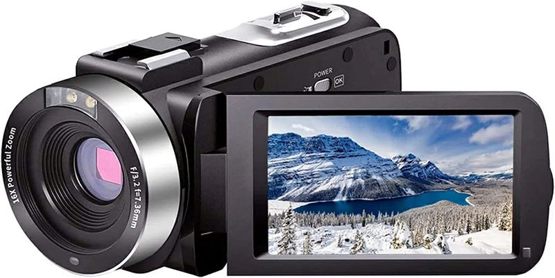 Photo 1 of Video Camera Camcorder Full HD 1080P 30FPS 24.0 MP IR Night Vision Vlogging Camera Recorder 3.0 Inch IPS Screen 16X Zoom Camcorders Camera Remote Control with 2 Batteries
