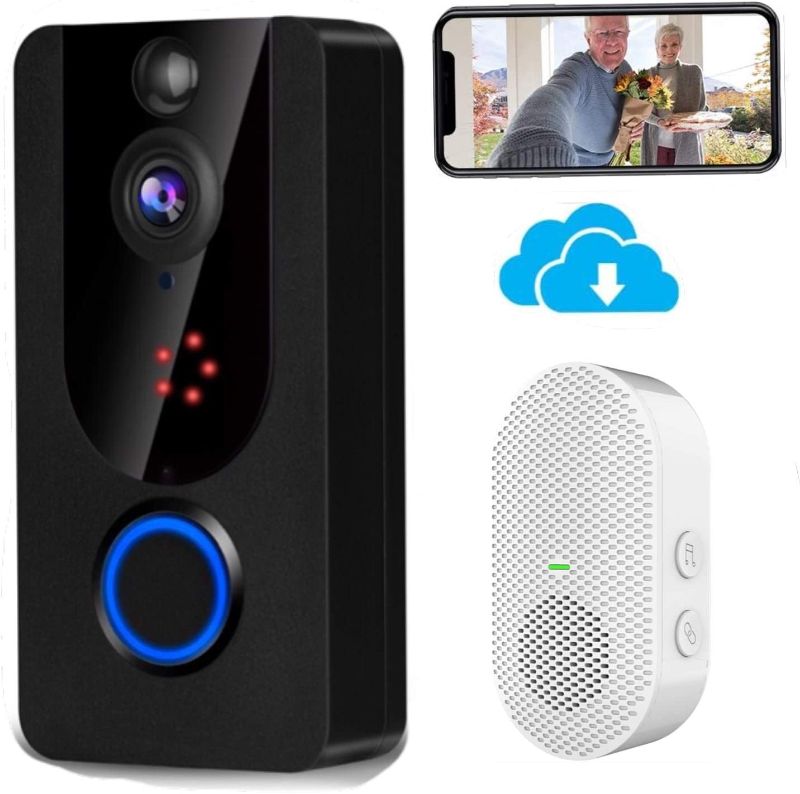 Photo 1 of Wireless Doorbell Camera 1080P with Chime, Video Doorbell Camera with PIR Motion Detection, Wi-Fi Smart Door Bell with Cloud Service, IP65 Waterproof, 2-Way Audio, Clear Night Vision
