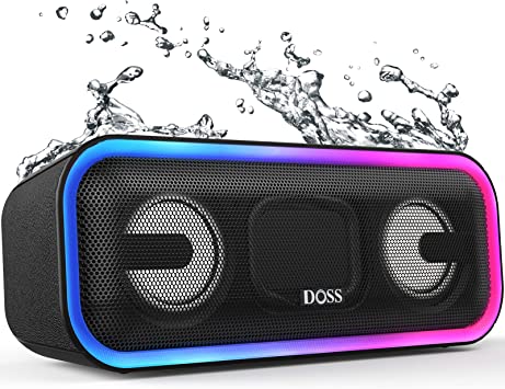 Photo 1 of Bluetooth Speaker, DOSS SoundBox Pro+ Wireless Speaker with 24W Stereo Sound, Punchy Bass, IPX5 Waterproof, 15Hrs Playtime, Wireless Stereo Pairing, Multi-Colors Lights, Speaker for Home,Outdoor-Black ----GREAT CONDITION
