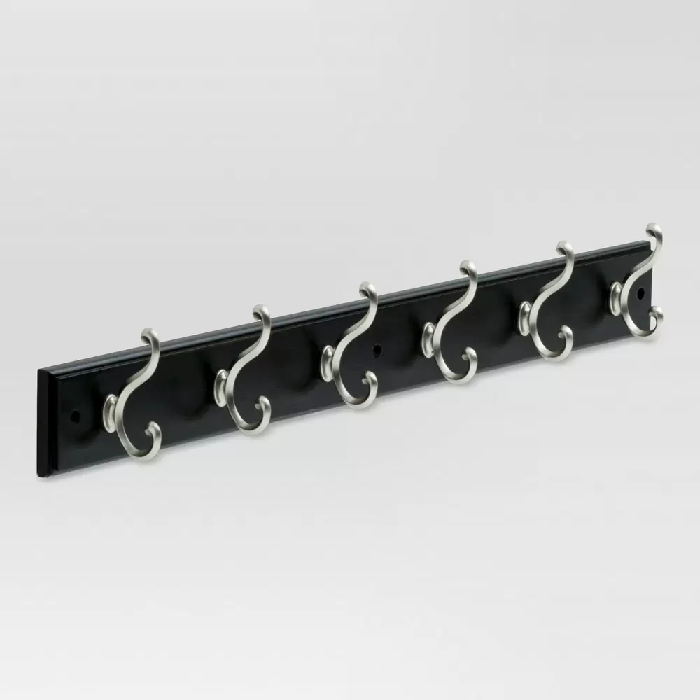 Photo 1 of 27" Scroll Hook Rack with 6 Scroll Hooks - Vintage Black/Vintage Nickel - Thresh