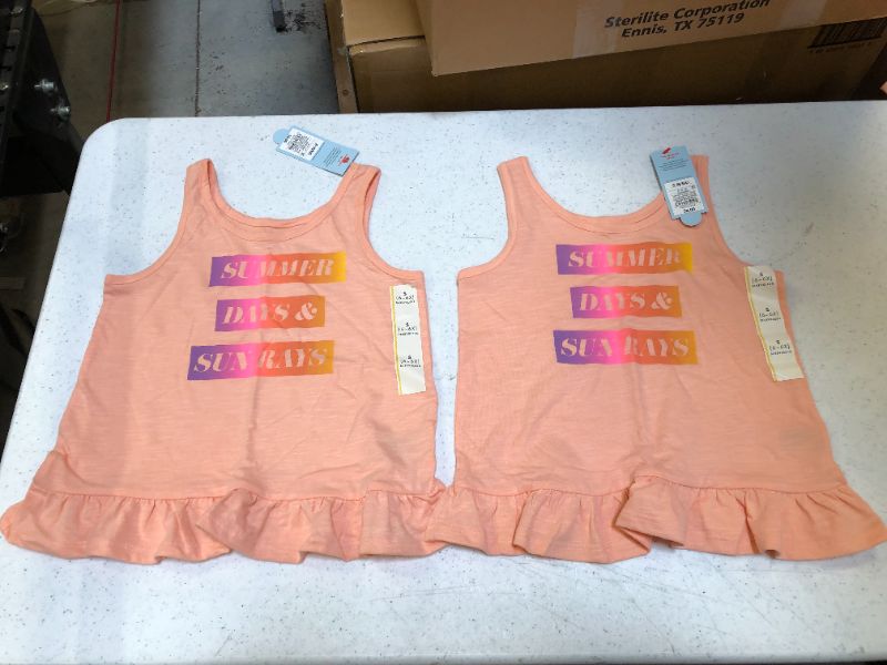 Photo 2 of Girls' Printed Tank Top - Cat & Jack Peach SMALL (2 PACK)