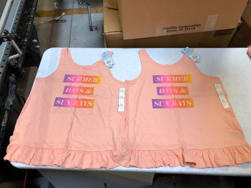 Photo 2 of Girls' Printed Tank Top - Cat & Jack Peach XL (2 PACK)