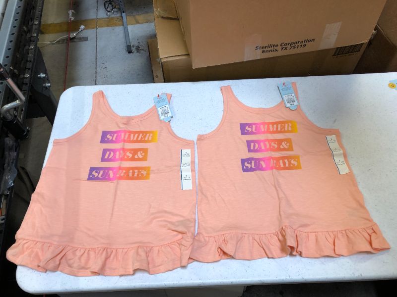 Photo 2 of Girls' Printed Tank Top - Cat & Jack Peach LARGE (2 PACK)