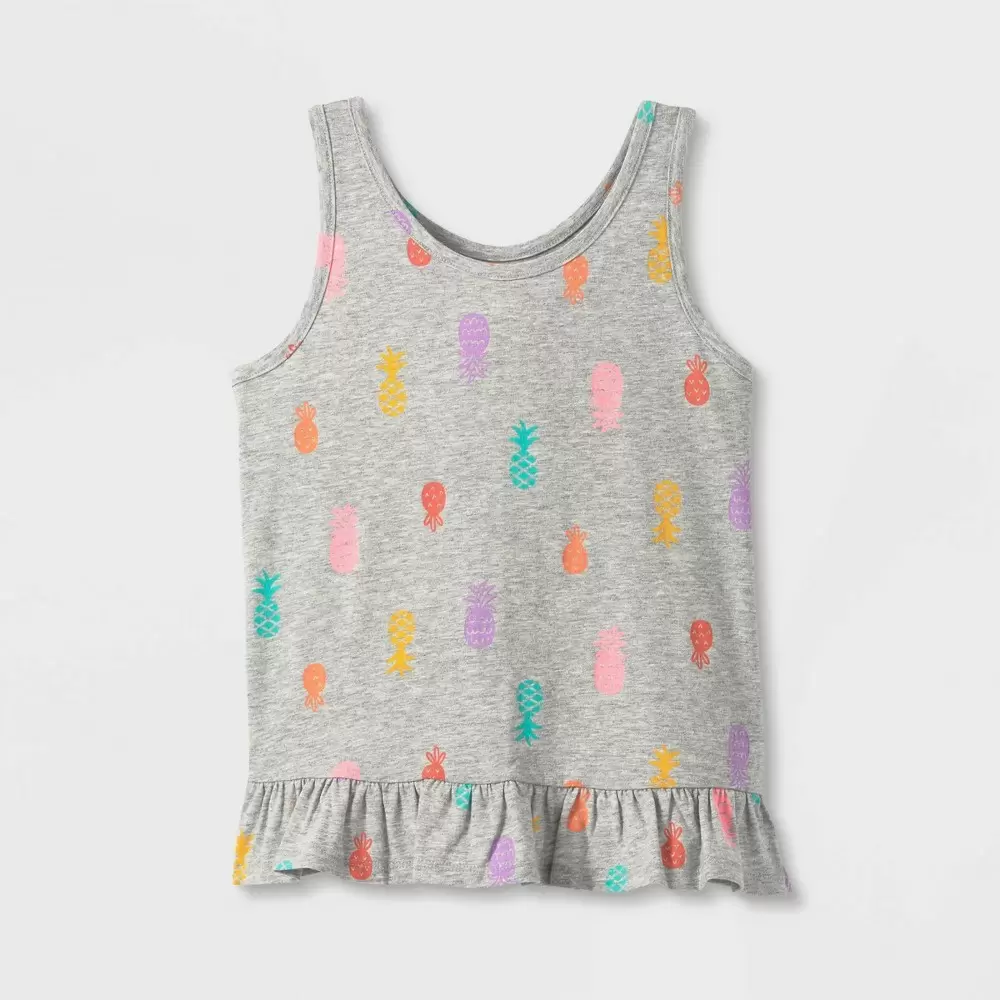 Photo 1 of Girls' Printed Tank Top - Cat & Jack Heather Gray XL (3 PACK)