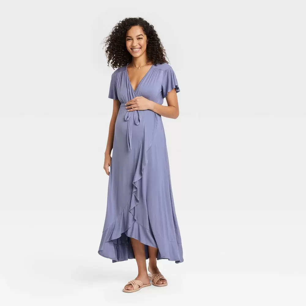 Photo 1 of Flutter Short Sleeve Knit Maternity Dress - Isabel Maternity by Ingrid & Isabel LARGE