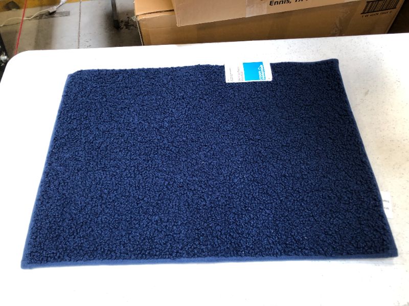 Photo 2 of 17"x24" Boucle Memory Foam Bath Rug Navy - Room Essentials

