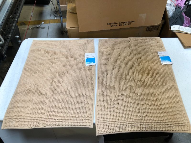 Photo 2 of 17"x24" Everyday Chenille Bath Rug Tan - Room Essentials (2 PACK)