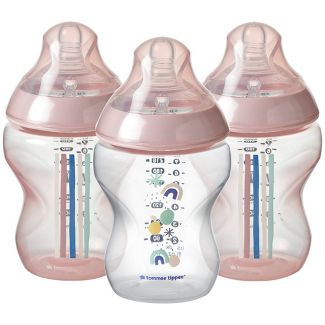 Photo 1 of Tommee Tippee Closer to Nature Bottle - Rainbow Fun Girl - 3pk/9oz

