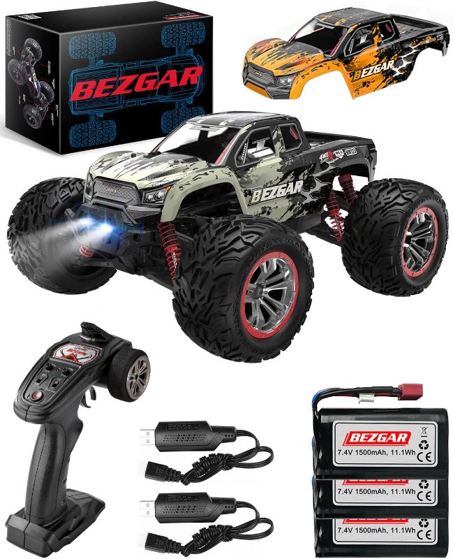Photo 1 of BEZGAR HM123 Hobby Grade 1:12 Scale RC Trucks, 4WD High Speed 45 Km/h All Terrains Electric Toy Off Road RC Monster Truck Vehicle Car with Rechargeable Battery for Boys and Adults