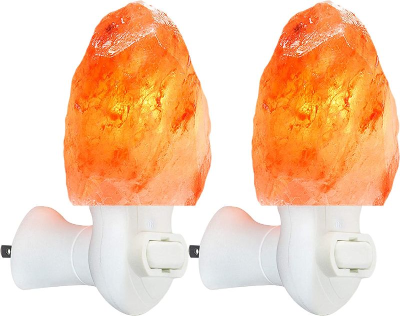 Photo 1 of 2 Pack Himalayan Salt lamp Night Light Salt Rock Hand Carved Natural Pink Himalayan Salt Lamps for bedrooms Night Light Plug in Wall Light Bulb for Home Decor
