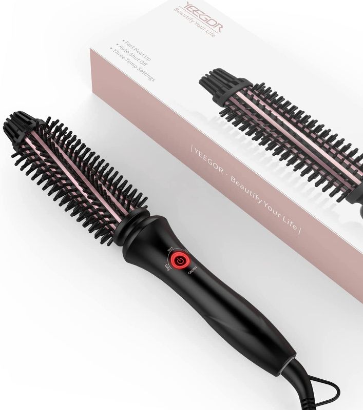 Photo 1 of YEEGOR Ionic Curling Iron Brush 1 Inch, Ceramic Tourmaline Curling Brush Iron for Short Hair/Shoulder-Length Hair, Anti-Scald Instant Heat Up Hot Curling Brush Dual Voltage Travel
