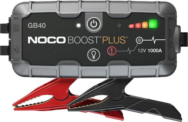 Photo 1 of NOCO Boost Plus GB40 1000 Amp 12-Volt UltraSafe Lithium Jump Starter Box, Car Battery Booster Pack, Portable Power Bank Charger, and Jumper Cables for up to 6-Liter Gasoline and 3-Liter Diesel Engines
