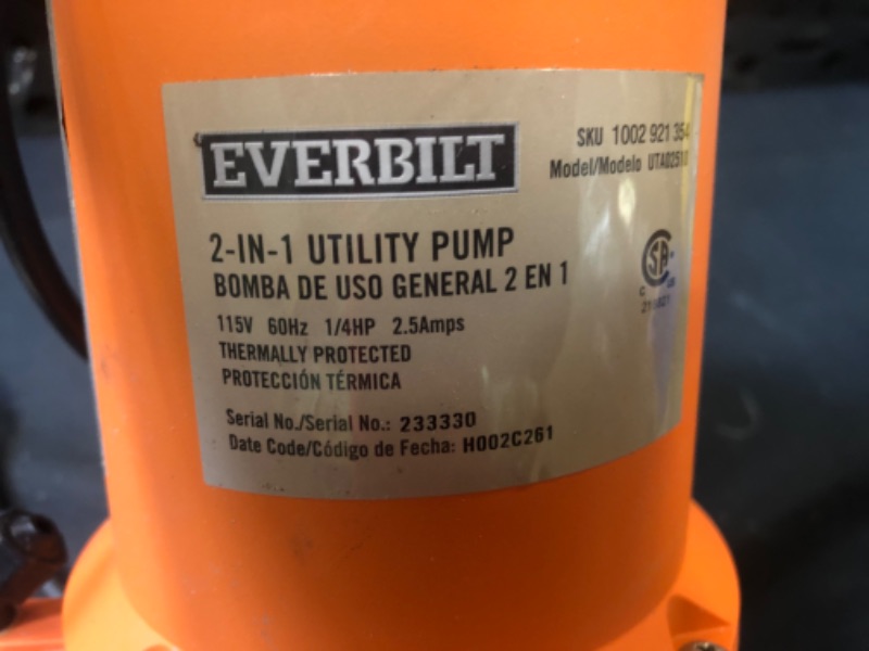 Photo 4 of 1/4 HP 2-in-1 Utility Pump
