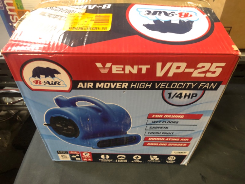 Photo 5 of 1/4 HP Air Mover Blower Fan for Water Damage Restoration Carpet Dryer Floor Home and Plumbing Use in Blue
