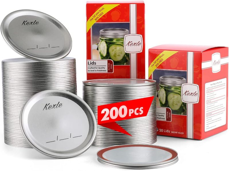 Photo 1 of ?200 PCS? Wide Mouth Canning Lids,86MM Mason Jar Canning Lids, Reusable Leak Proof Split-Type Lids with Silicone Seals Rings.
