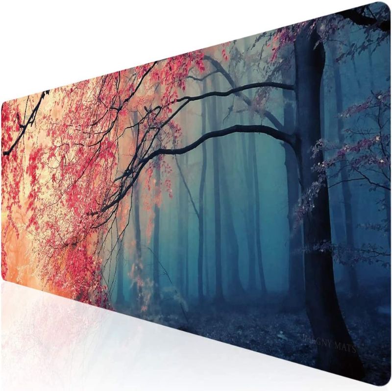 Photo 1 of Imegny Extended Gaming Mouse Pad, Portable Mat for Keyboard & Mouse with Stitched Edges + Non-Slip Rubber Base ?90x40 tree015?
