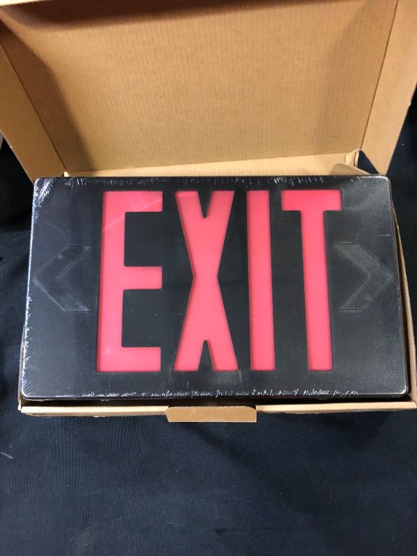 Photo 1 of Commercial Electric 14-Watt Equivalent 120-Volt to 277-Volt Integrated LED Black Exit Sign with Ni-Cad 4.8-Volt
